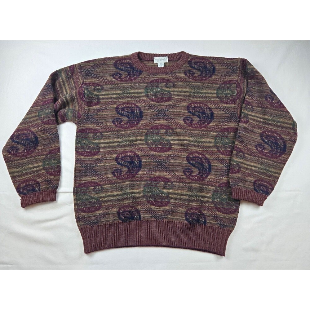 Vintage Tricots St Raphael Wool Sweater Men’s Medium Paisley Grandpa Coogi Style